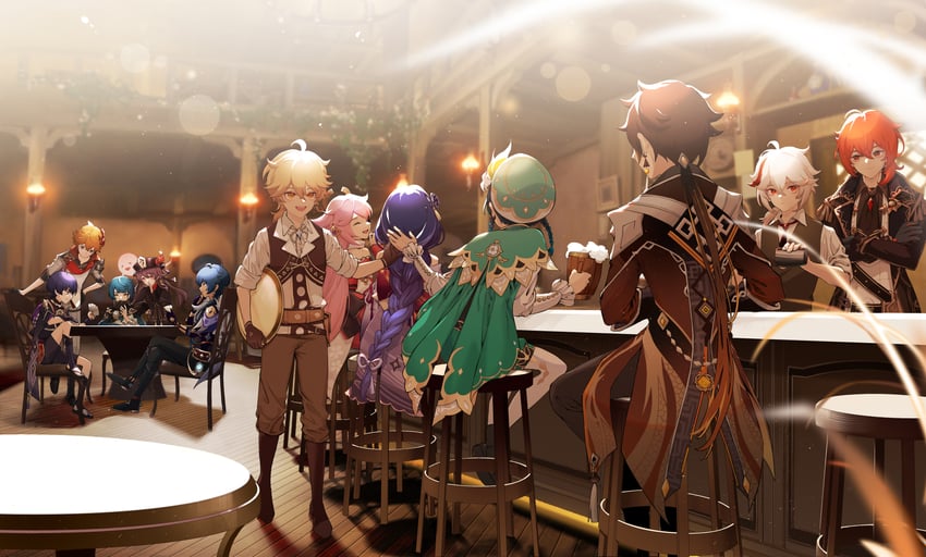 raiden shogun, scaramouche, hu tao, aether, yae miko, and 8 more (genshin impact) drawn by dinger47