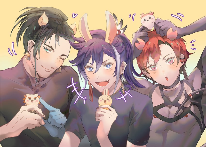 machina x flayon, banzoin hakka, josuiji shinri, usagi, furuhonya, and 1 more (holostars and 2 more) drawn by riz_tempura