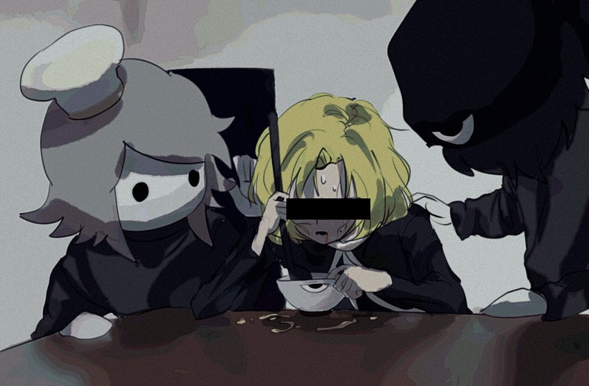 enraku tsubakura, houlen yabusame, rayray, and blonde customer (len'en and 2 more) drawn by atoymk