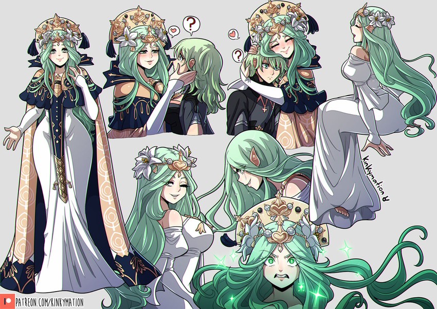 female byleth, rhea, and male byleth (fire emblem and 1 more) drawn by kinkymation