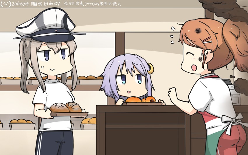 graf zeppelin, yayoi, and aquila (kantai collection) drawn by hamu_koutarou
