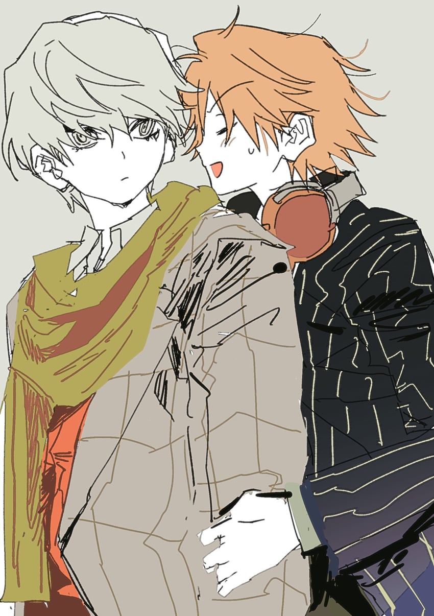 narukami yu and hanamura yousuke (persona and 1 more) drawn by goguma_wagamja