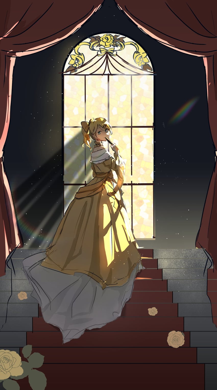 kagamine rin and riliane lucifen d'autriche (vocaloid and 2 more) drawn by guanguansjdy