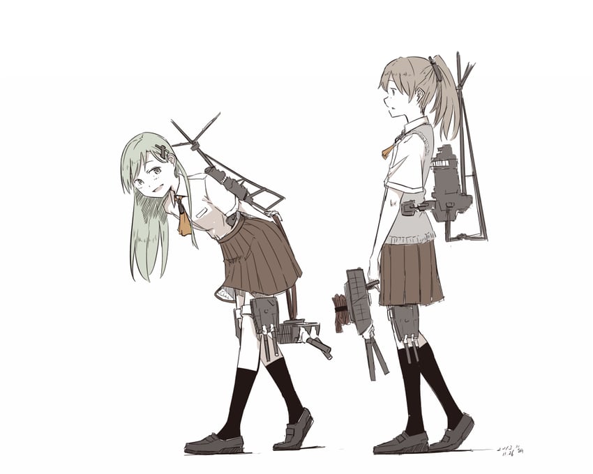 suzuya and kumano (kantai collection) drawn by kawashina_(momen_silicon)