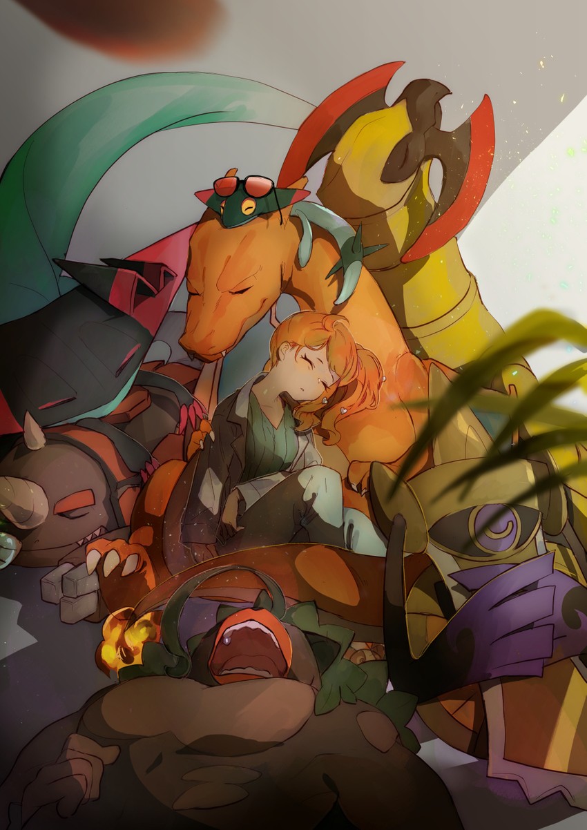 charizard, sonia, dreepy, aegislash, dragapult, and 3 more (pokemon and 1 more) drawn by motoaki