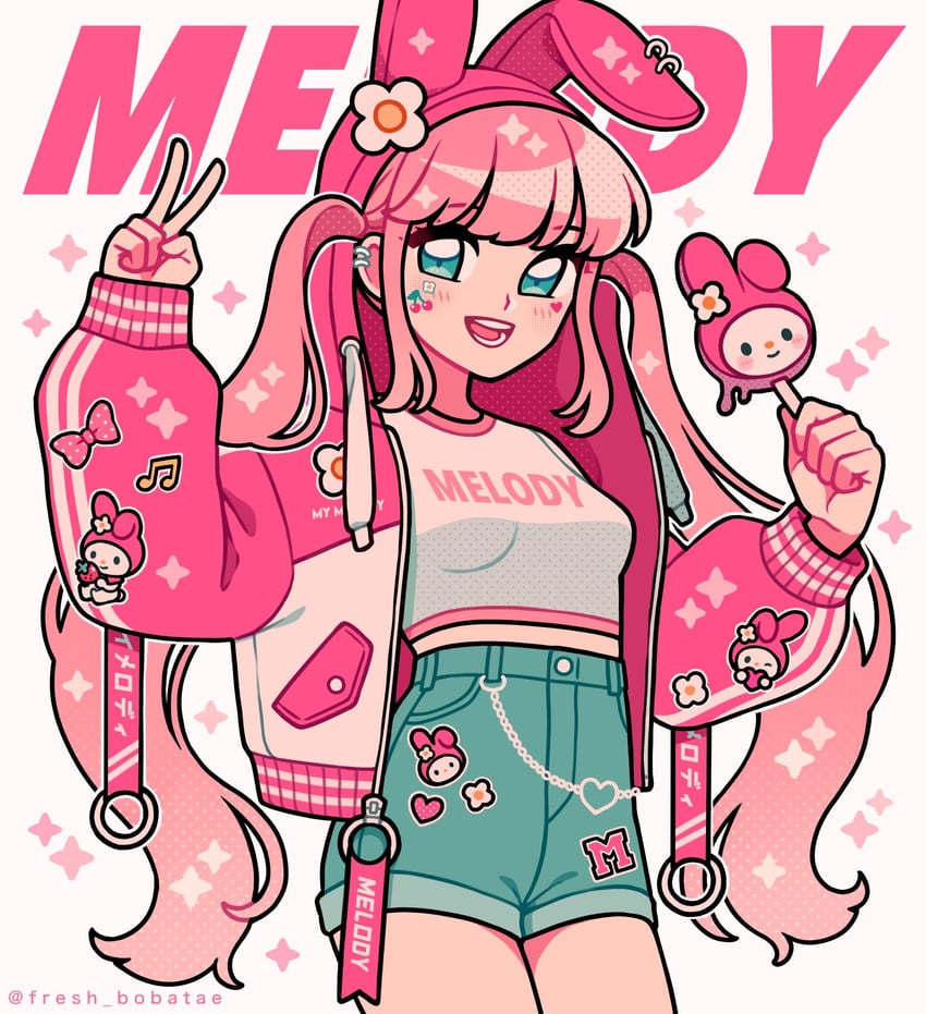 my melody (sanrio and 1 more) drawn by emily_kim