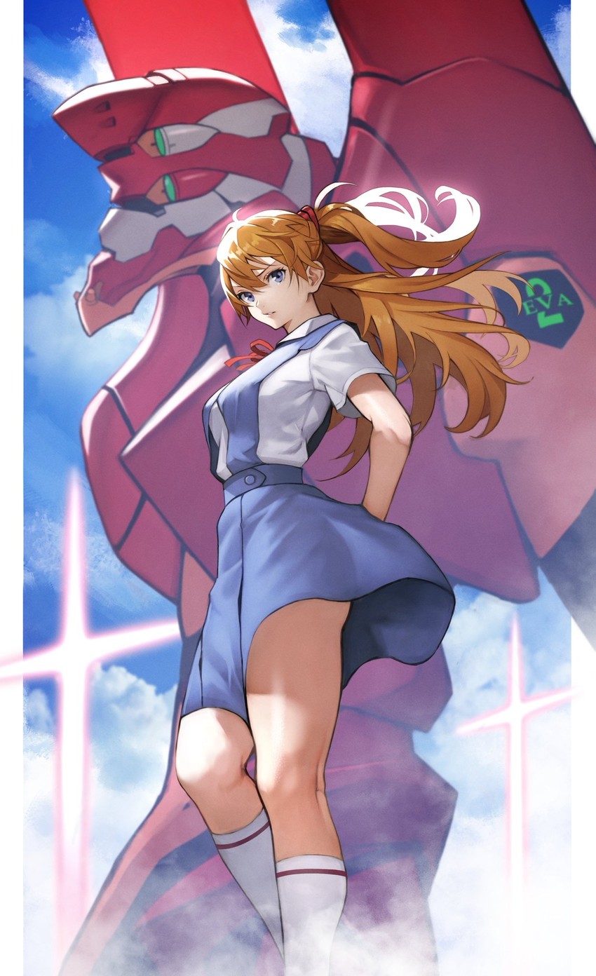 souryuu asuka langley and eva 02 (neon genesis evangelion) drawn by yoshio_(55level)