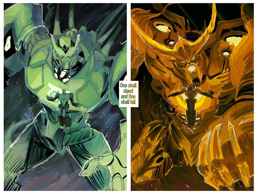optimus prime, megatron, green lantern, unicron, primus, and 1 more (dc comics and 2 more) drawn by primusibi