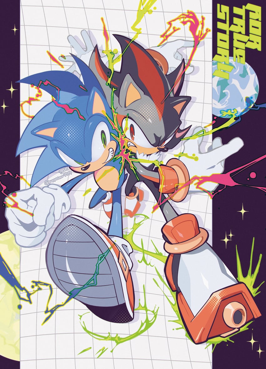 sonic the hedgehog and shadow the hedgehog (sonic) drawn by puppeteer7777