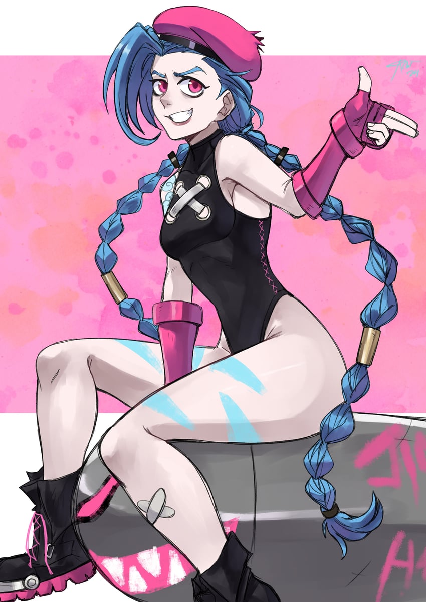 cammy white, jinx, and arcane jinx (league of legends and 3 more) drawn by corviwing