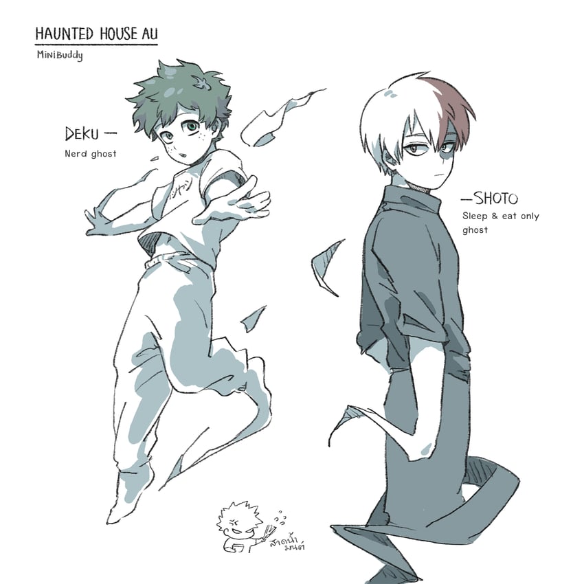 midoriya izuku, bakugou katsuki, and todoroki shoto (boku no hero academia) drawn by minibuddy