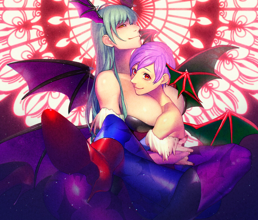 morrigan aensland and lilith (darkstalkers) drawn by sokuse_kienta
