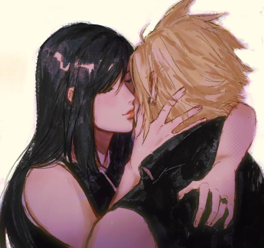 tifa lockhart and cloud strife (final fantasy and 2 more) drawn by yoobie