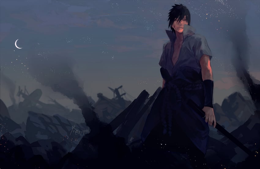 uchiha sasuke (naruto and 1 more) drawn by zifletts
