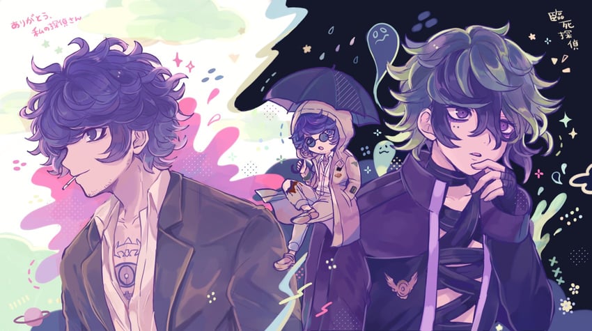vivia twilight and yakou furio (master detective archives: rain code) drawn by shiina_kimagure