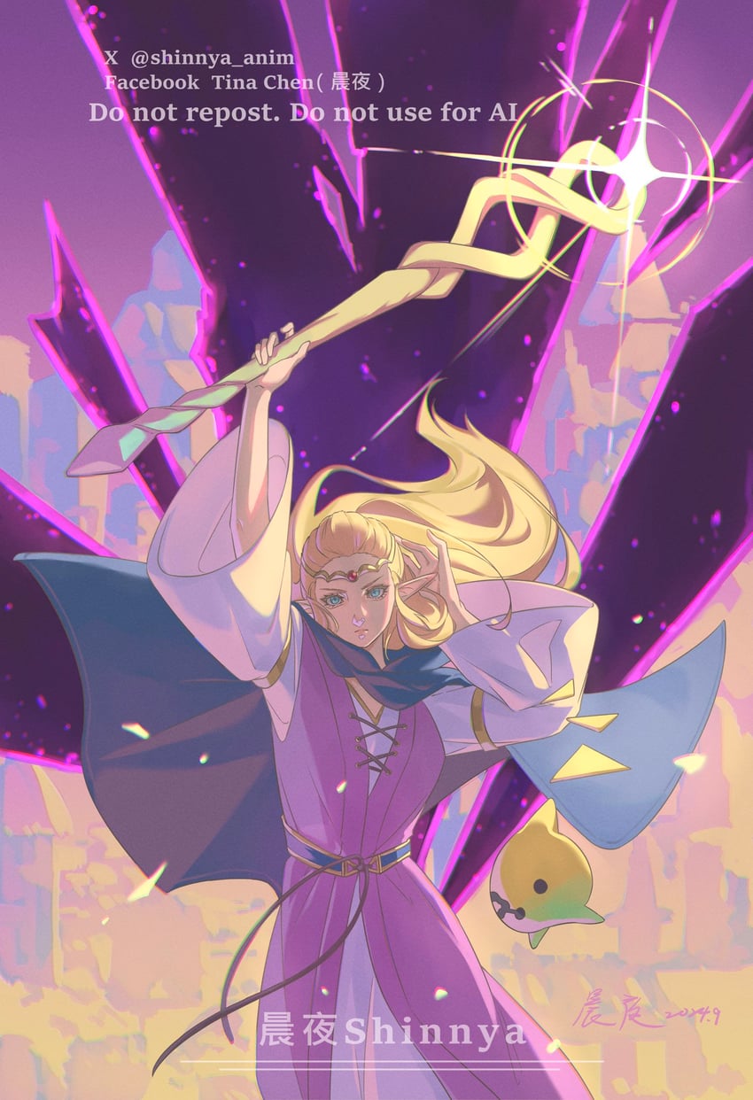 princess zelda and tri (the legend of zelda and 1 more) drawn by shinnya