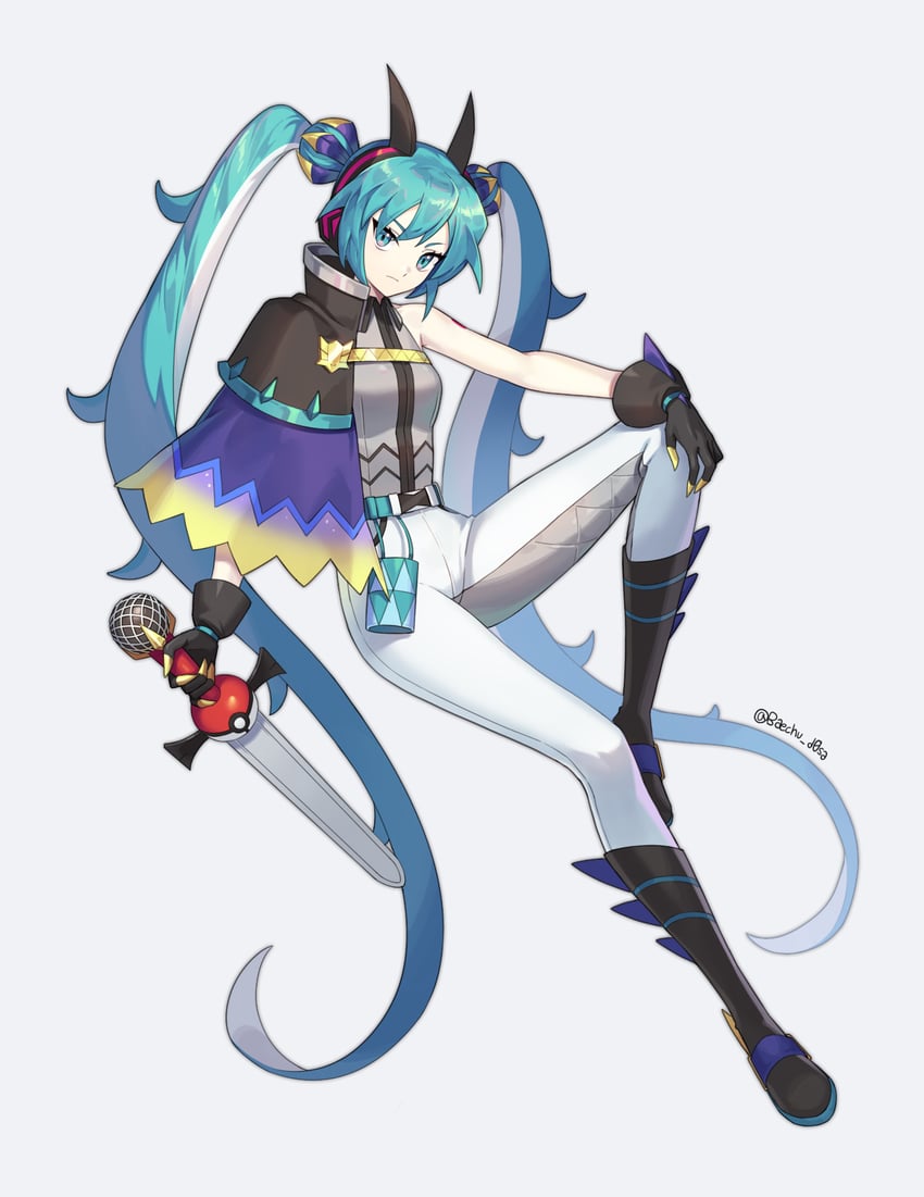 hatsune miku and dragon miku (pokemon and 2 more) drawn by mongguri