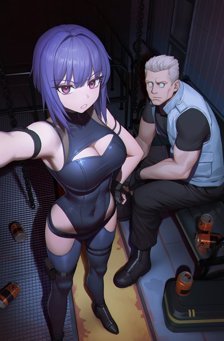 kusanagi motoko and batou (ghost in the shell) drawn by xzu