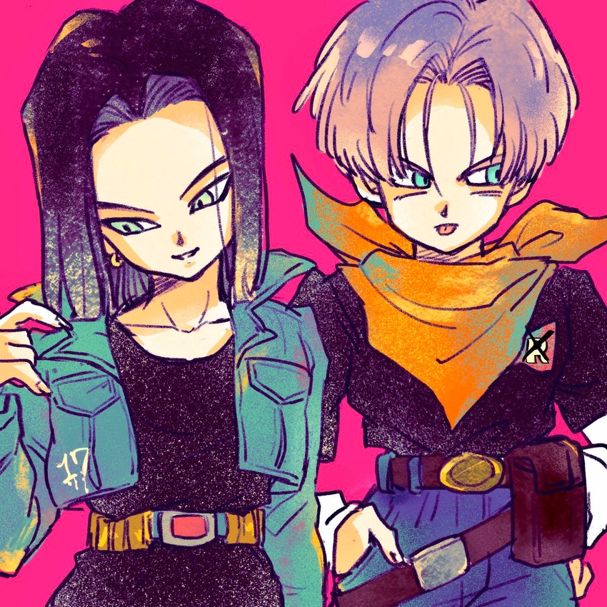 trunks and android 17 (dragon ball and 1 more) drawn by tkgsize