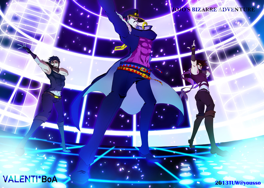 joseph joestar, kujo jotaro, and jonathan joestar (jojo no kimyou na bouken and 3 more) drawn by ukimonki