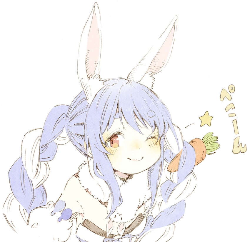 usada pekora and don-chan (hololive) drawn by abara_heiki