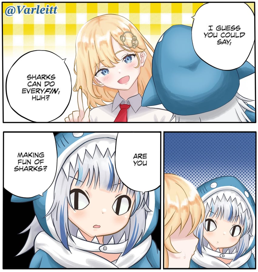 gawr gura and watson amelia (hololive and 2 more) drawn by varliet