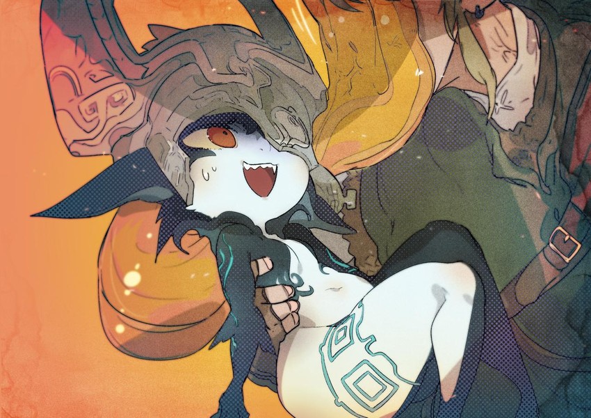 link and midna (the legend of zelda and 1 more) drawn by idkuroi