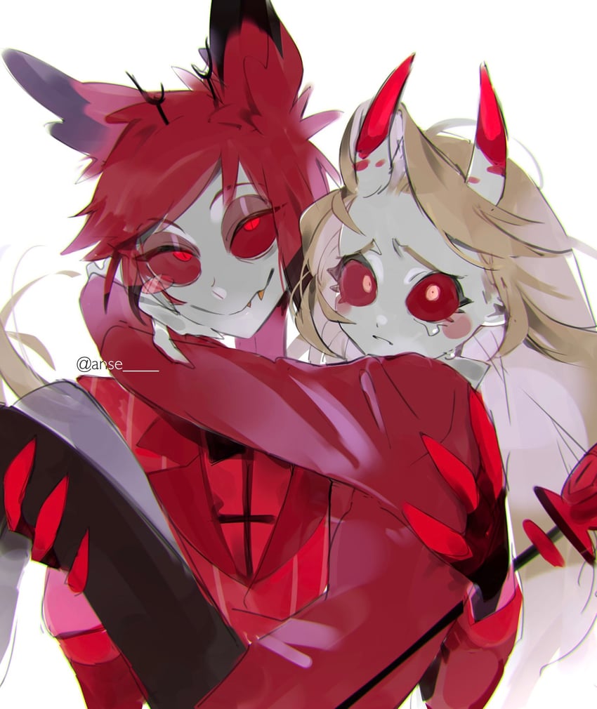 charlie morningstar and alastor (hazbin hotel) drawn by anose