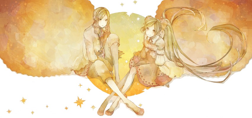 hatsune miku and hatsune mikuo (vocaloid) drawn by mizutame_tori