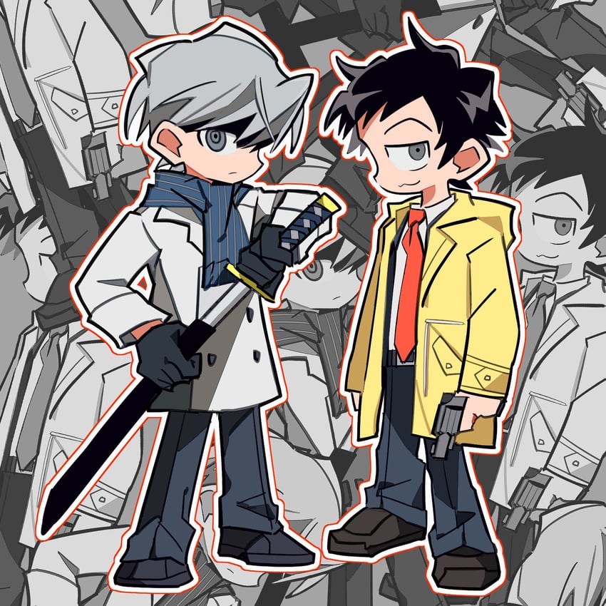 narukami yu and adachi tooru (persona and 1 more) drawn by ssz_bb