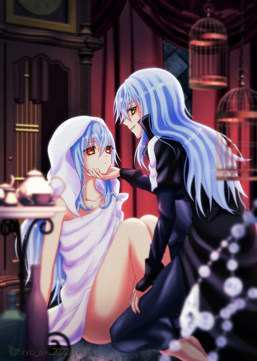 rimuru tempest and ciel (tensei shitara slime datta ken) drawn by hiyo_(monstarpinkcat)