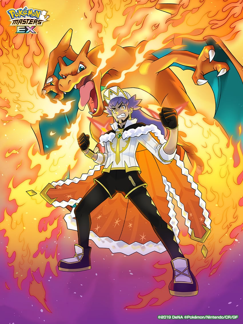 charizard and leon (pokemon and 1 more) drawn by ariga_hitoshi