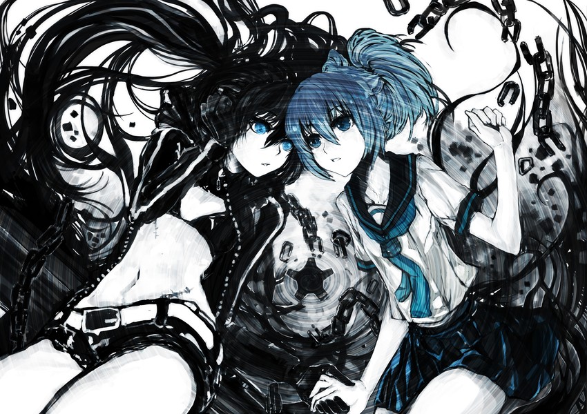 black rock shooter and kuroi mato (black rock shooter) drawn by canking