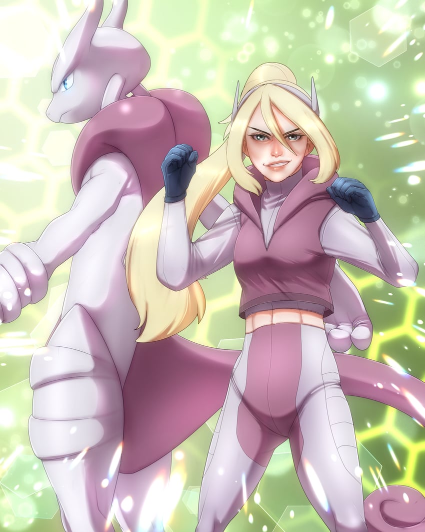 mewtwo, korrina, and mega mewtwo x (pokemon and 1 more) drawn by tmwolf93