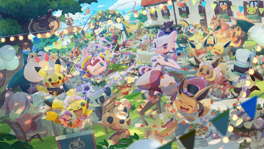 pikachu, eevee, charizard, lucario, vaporeon, and 23 more (pokemon and 1 more) drawn by yamamoto_hiroyuki