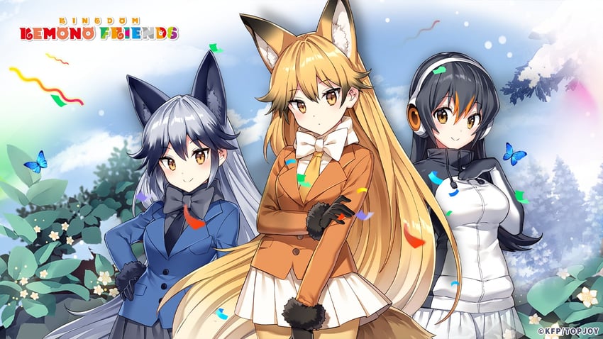 silver fox, ezo red fox, and gentoo penguin (kemono friends and 1 more)