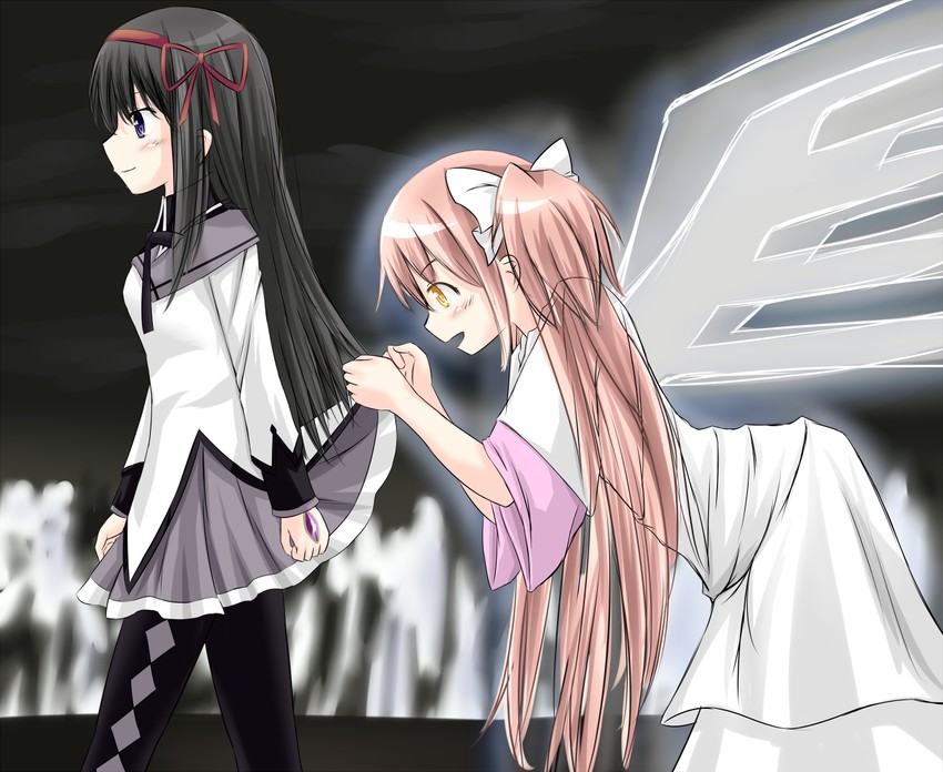 akemi homura, kaname madoka, and ultimate madoka (mahou shoujo madoka magica) drawn by sicile_gloria