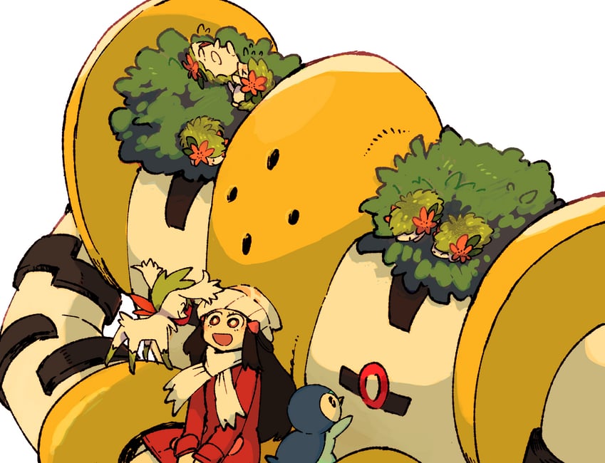 dawn, piplup, shaymin, and regigigas (pokemon and 2 more) drawn by mashita._(mentaiko_omoti)