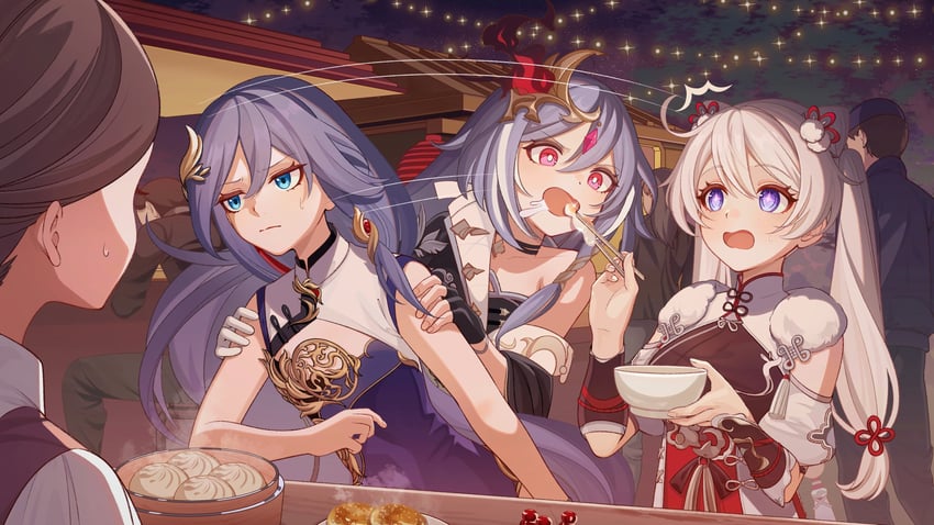 kiana kaslana, fu hua, and herrscher of sentience (honkai and 1 more) drawn by camunekoz