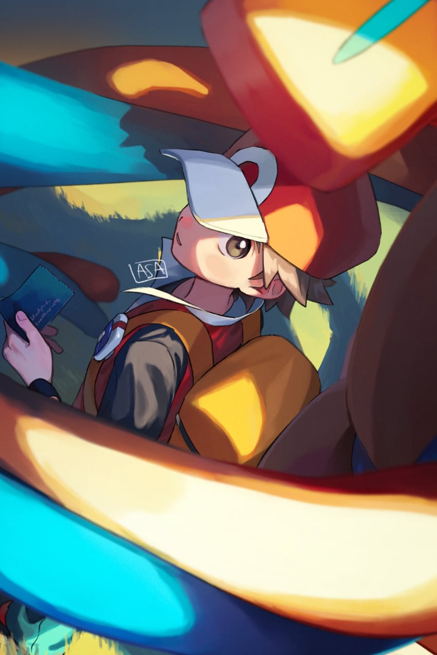 red and deoxys (pokemon and 1 more) drawn by grey_asa
