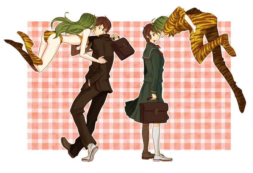 lum and moroboshi ataru (urusei yatsura) drawn by sai-sai
