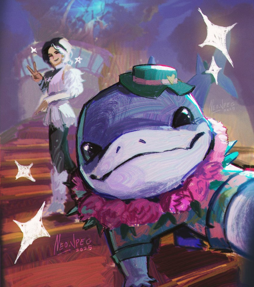 luna snow and jeff the land shark (marvel and 1 more) drawn by neo_jpeg