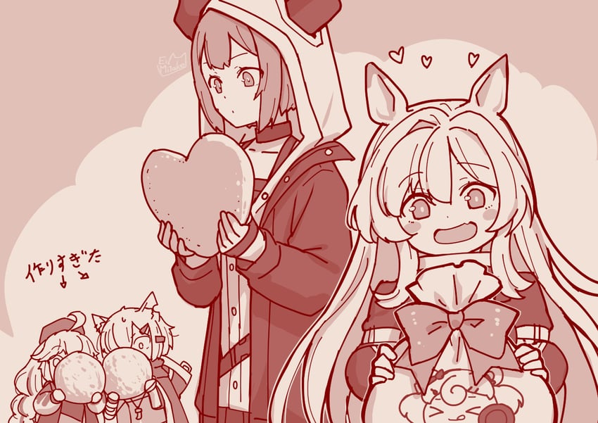 ceobe, gummy, vermeil, cuora, and vulcan (arknights) drawn by mitake_eil