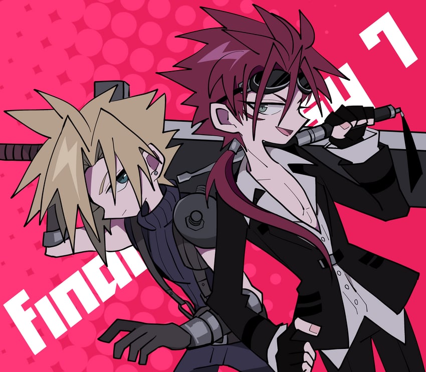 cloud strife and reno (final fantasy and 1 more) drawn by ttnoooo