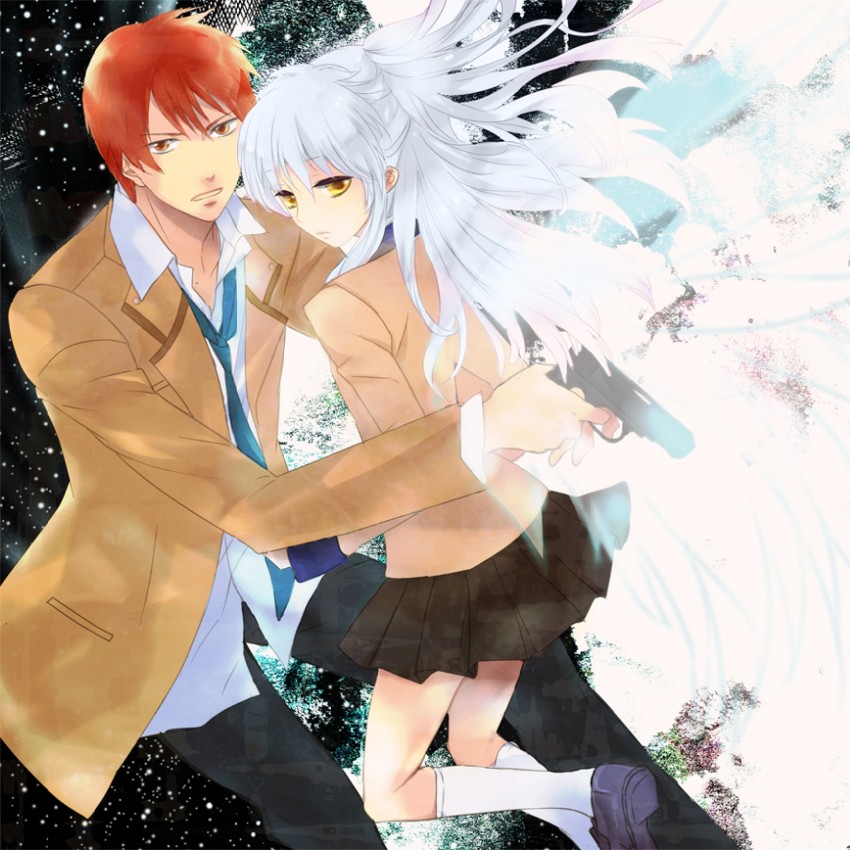 tachibana kanade and otonashi yuzuru (angel beats!) drawn by miko_(yayamiko)