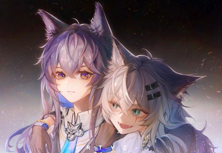 texas, lappland, and texas the omertosa (arknights) drawn by rtyz