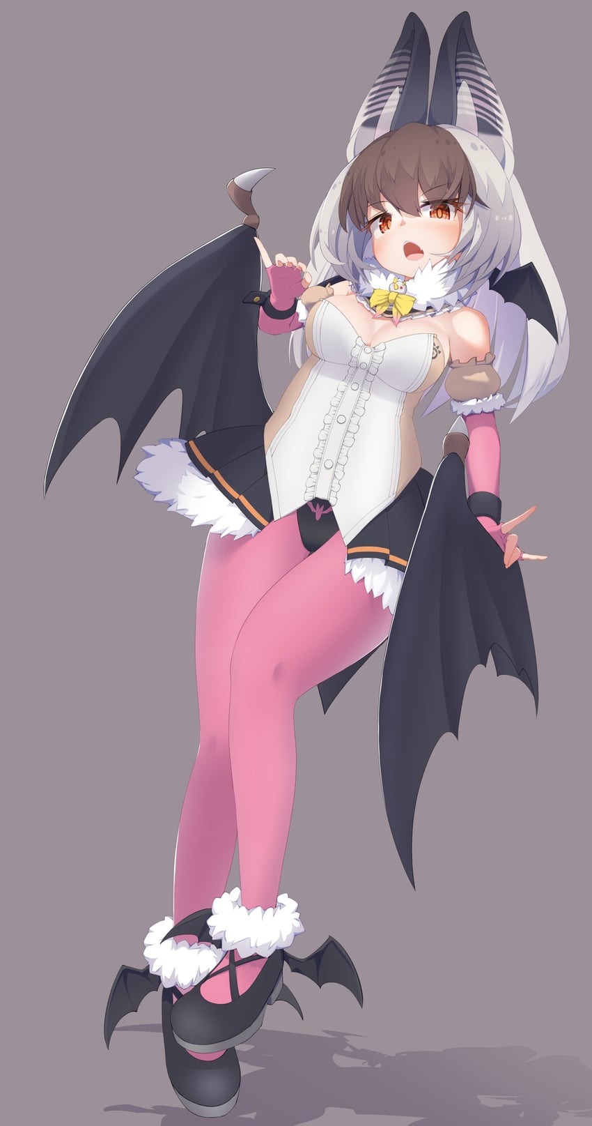 brown long-eared bat (kemono friends and 1 more) drawn by karekusa_meronu