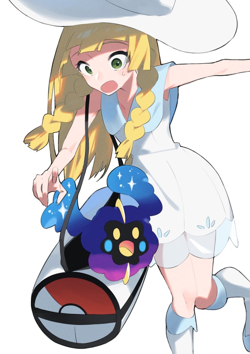 lillie and cosmog (pokemon and 1 more) drawn by aoi_(altea0923)