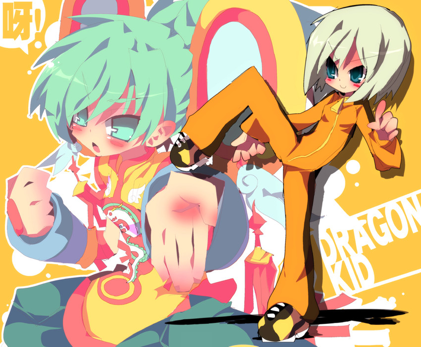 huang baoling and dragon kid (tiger & bunny) drawn by dangomushi