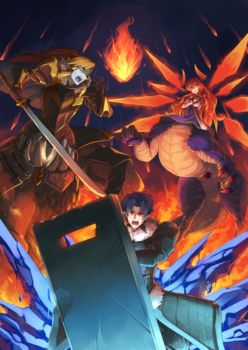 der vasa rau, adela the beast, and death dragon princess dea (pixiv fantasia and 1 more) drawn by sasebono_mari